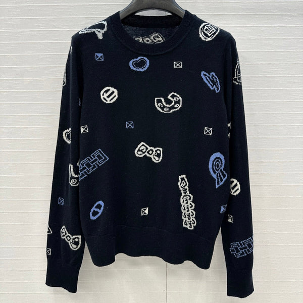 HM 25 Sweater Black Pattern Cashmere 02668
