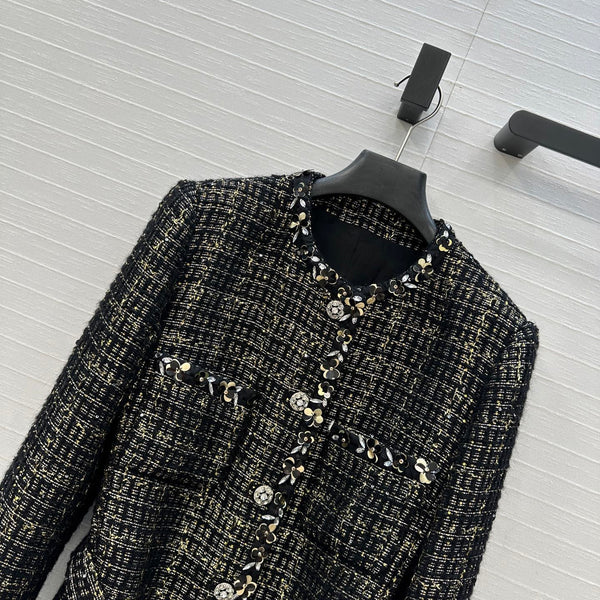 CC 25 Tweed Jacket Black Wool Polyamide