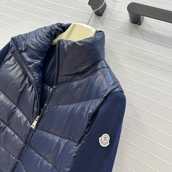 Moncler 25 Jacket Navy Blue Polyester Mix Wool