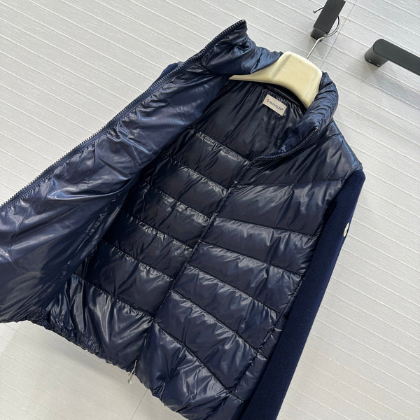 Moncler 25 Jacket Navy Blue Polyester Mix Wool