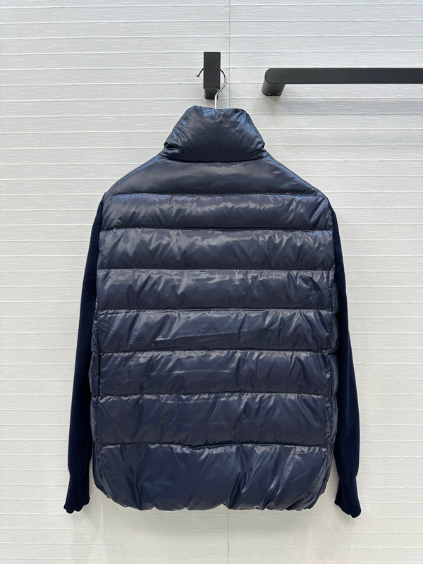 Moncler 25 Jacket Navy Blue Polyester Mix Wool
