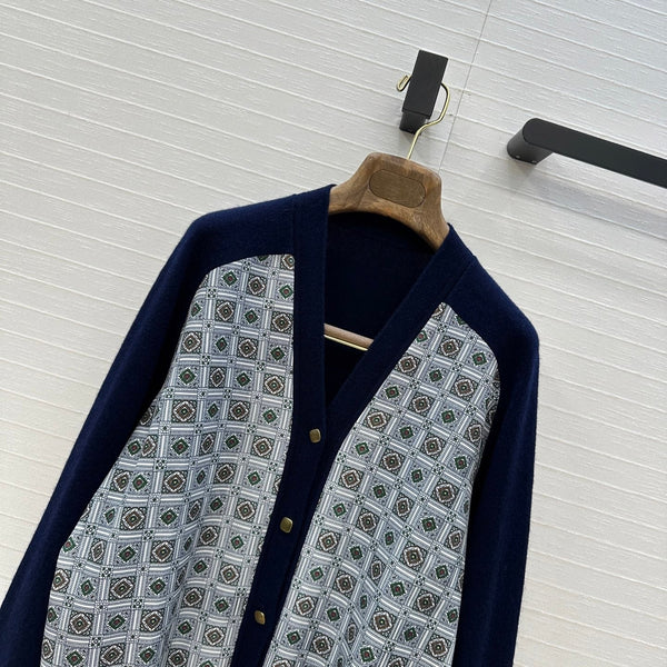 LP 25 V-neck Cardigan Blue Mix Colors Cashmere 310128