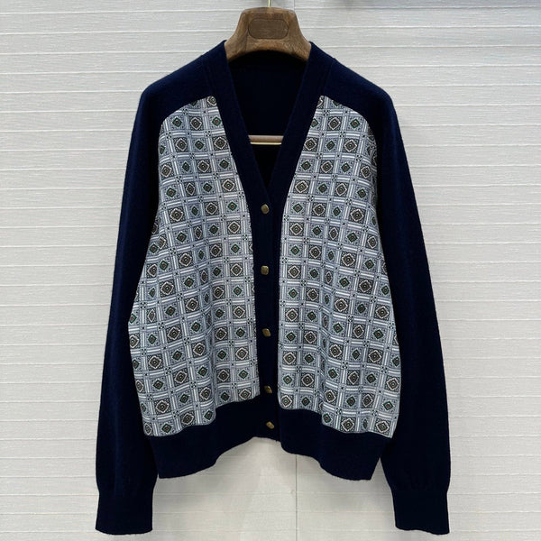 LP 25 V-neck Cardigan Blue Mix Colors Cashmere 310128