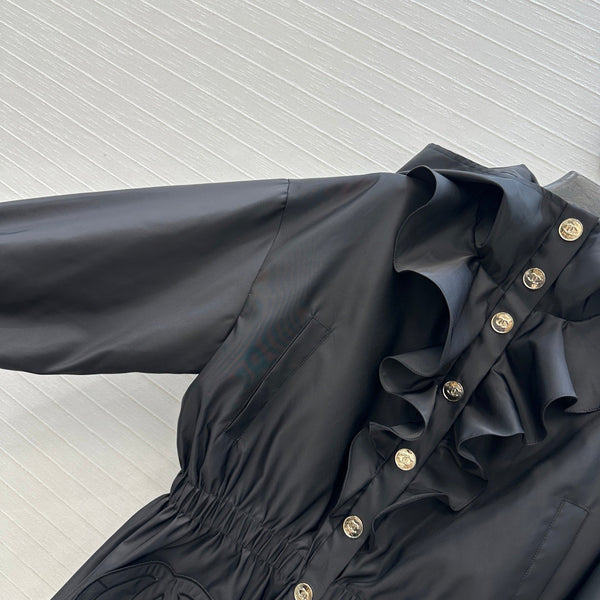 Veste Chanel 2025 avec bordure volantée en polyester noir 318670