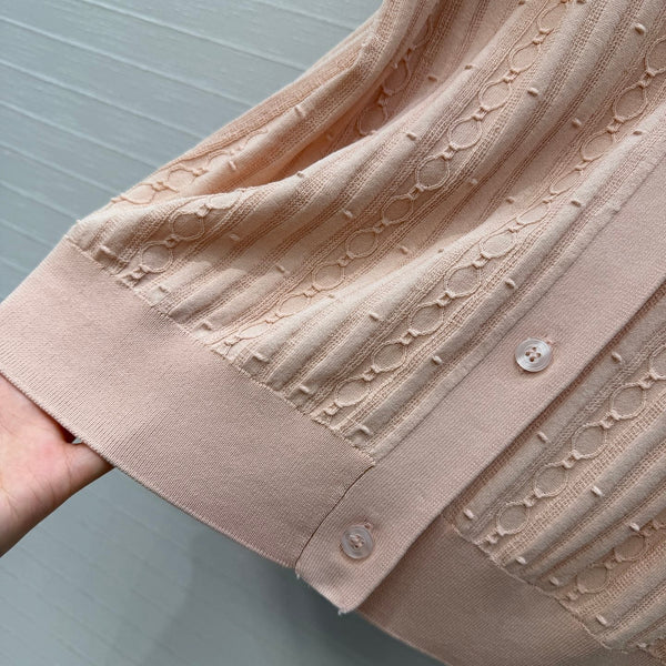 HM Long-Sleeve Sweater With Ruffled Details Beige Modal Nylon