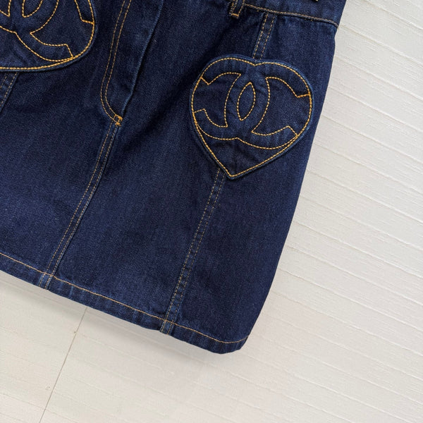 Mini-jupe en jean bleu foncé CC 26s 360877