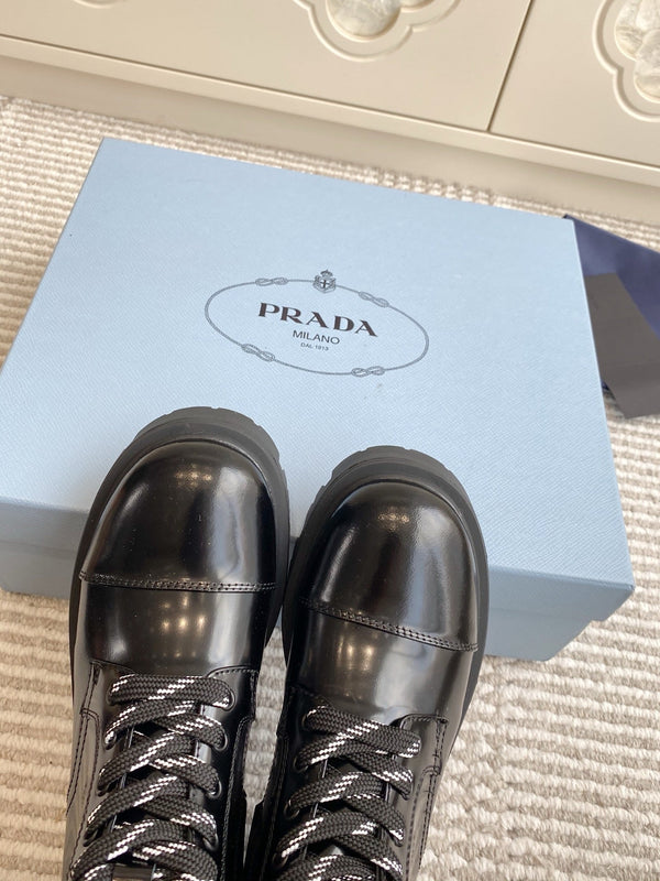 Prada 25 Martin Boot Black Cowhide 501444