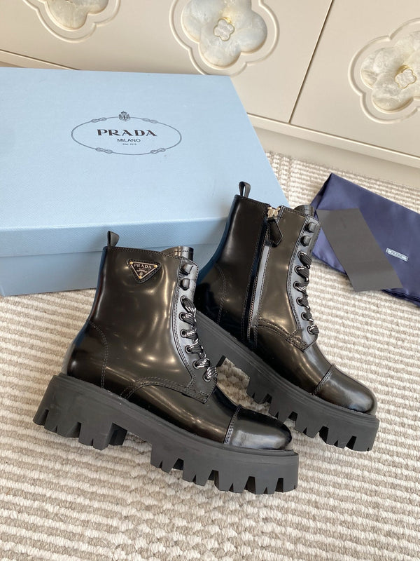 Prada 25 Martin Boot Black Cowhide 501444