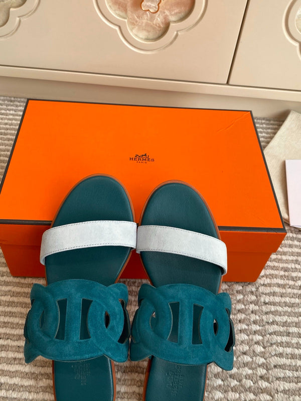 HM Lagune Sandal Teal Green Suede 776536