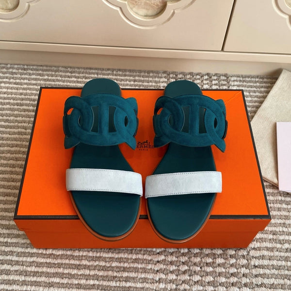 HM Lagune Sandal Teal Green Suede 776536