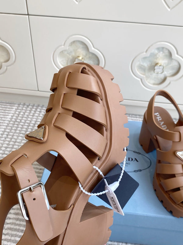 Prad 26s Fisherman Platform Sandals 8.5cm Brown Leather 122233