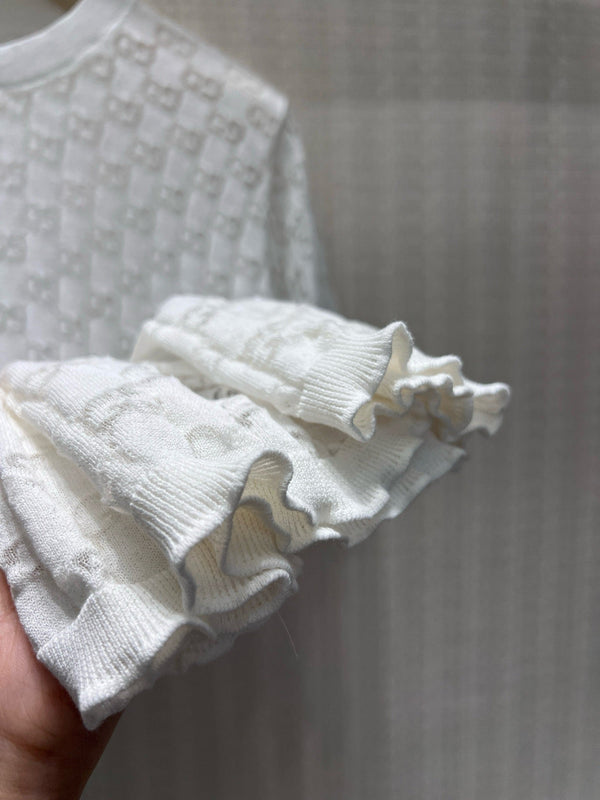 GG 26s Jacquard Knit Short-Sleeved Top Cotton 405392