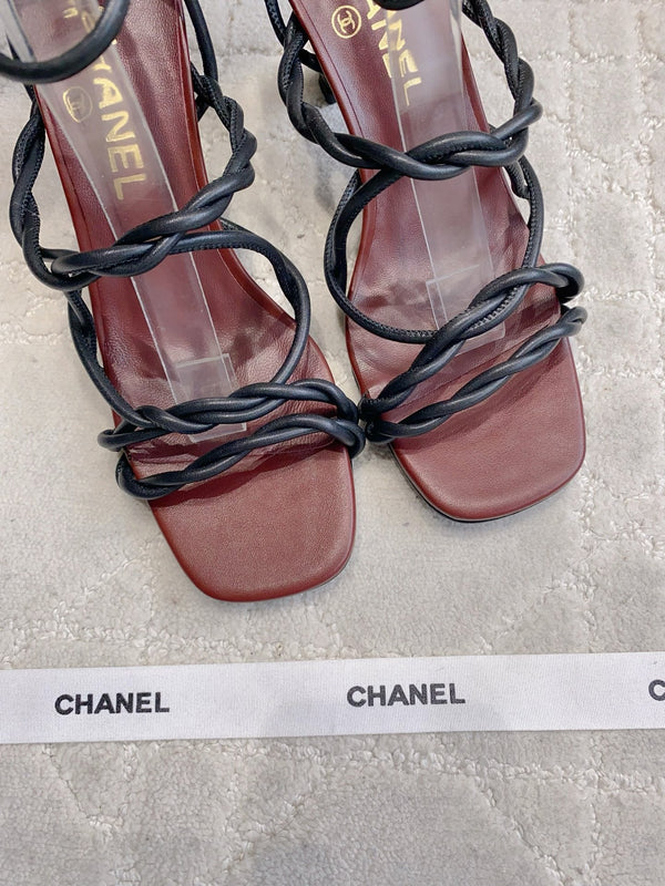 Sandales à brides CC 26s 7,5 cm en peau de mouton bordeaux et noire 723618