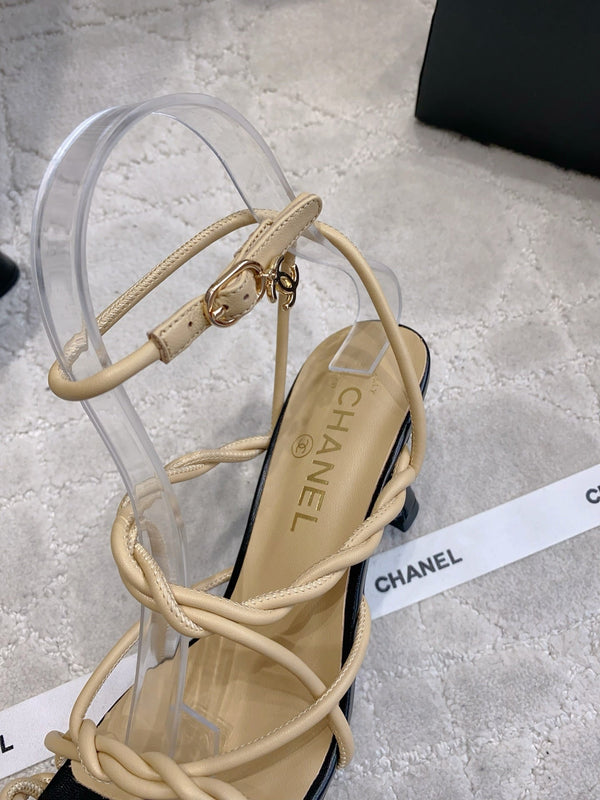 CC Sandales à brides 26s 7.5cm Beige Peau de mouton noire 723619