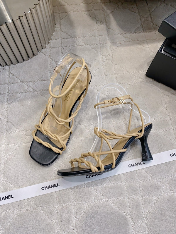 CC Sandales à brides 26s 7.5cm Beige Peau de mouton noire 723619