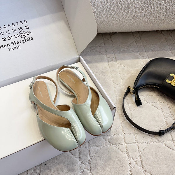 MM Tabi Slingback Flat Pale Mint Patent Leather 808648