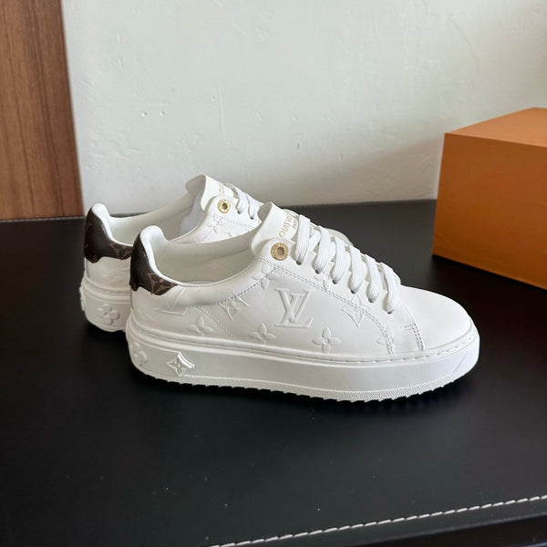 LV Time Out Sneakers White Mix Brown Monogram Cowhide