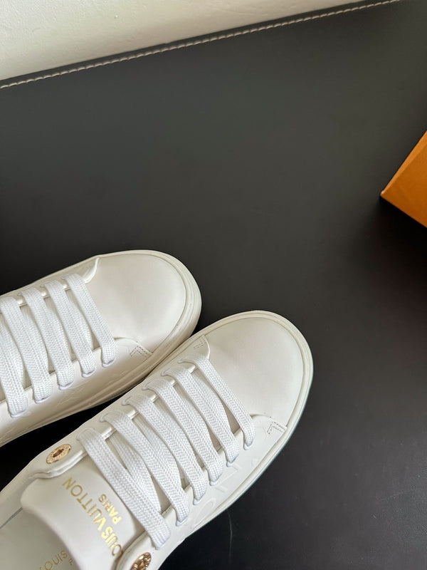 LV Time Out Sneakers White Mix Brown Monogram Calfskin