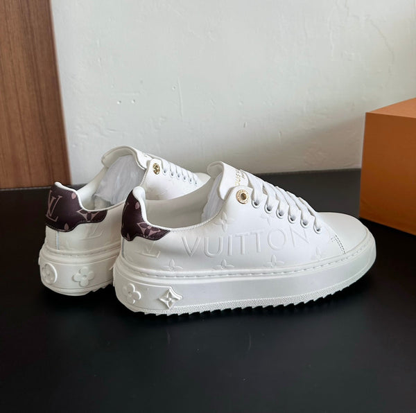 LV Time Out Sneakers White Mix Brown Monogram Calfskin