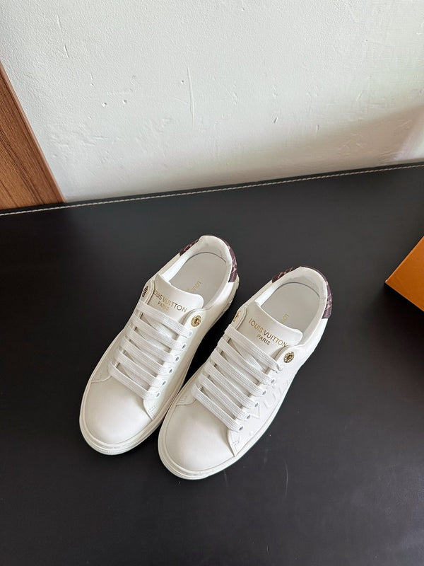 LV Time Out Sneakers White Mix Brown Monogram Calfskin