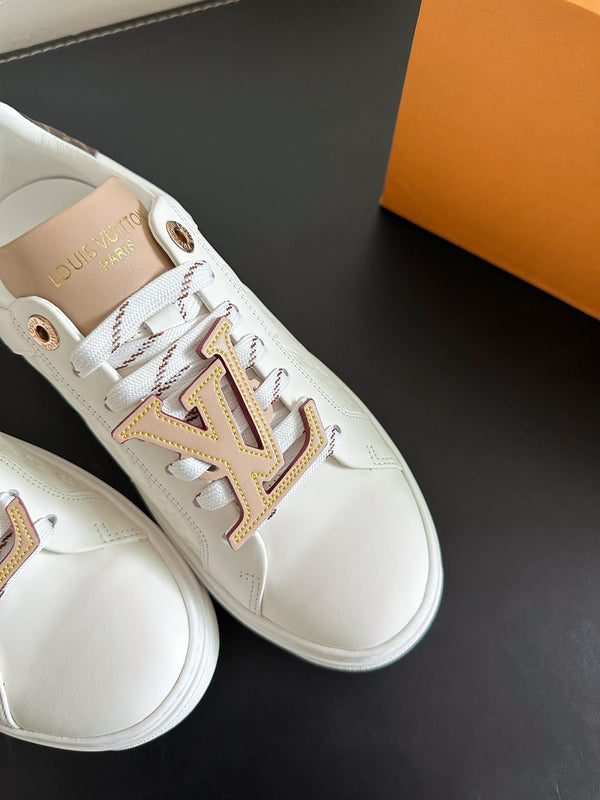 LV Time Out Sneakers White Mix Beige Monogram Calfskin