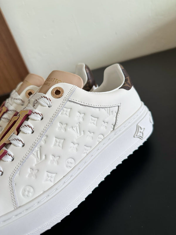 LV Time Out Sneakers White Mix Beige Monogram Calfskin