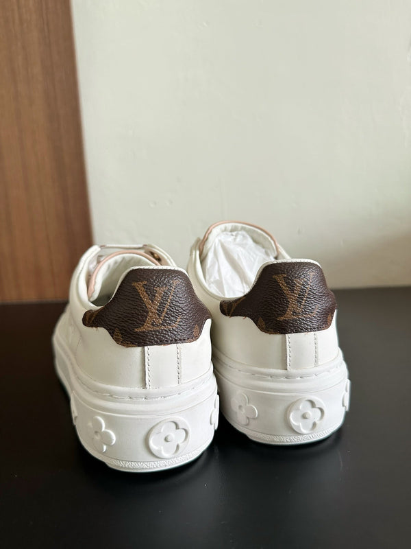 LV Time Out Sneakers White Mix Brown Calfskin