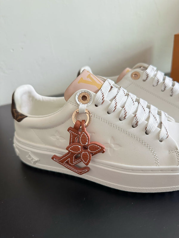 LV Time Out Sneakers White Mix Brown Calfskin