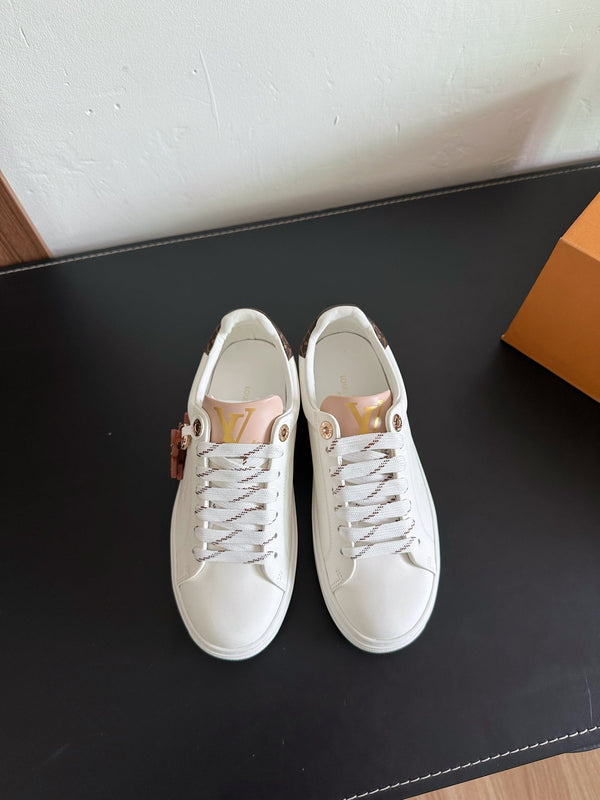 LV Time Out Sneakers White Mix Brown Calfskin