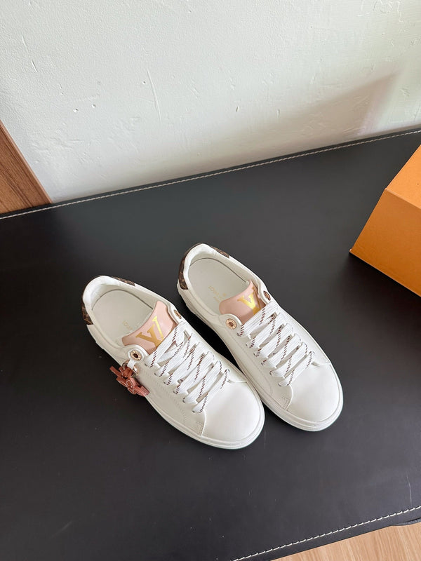 LV Time Out Sneakers White Mix Brown Calfskin