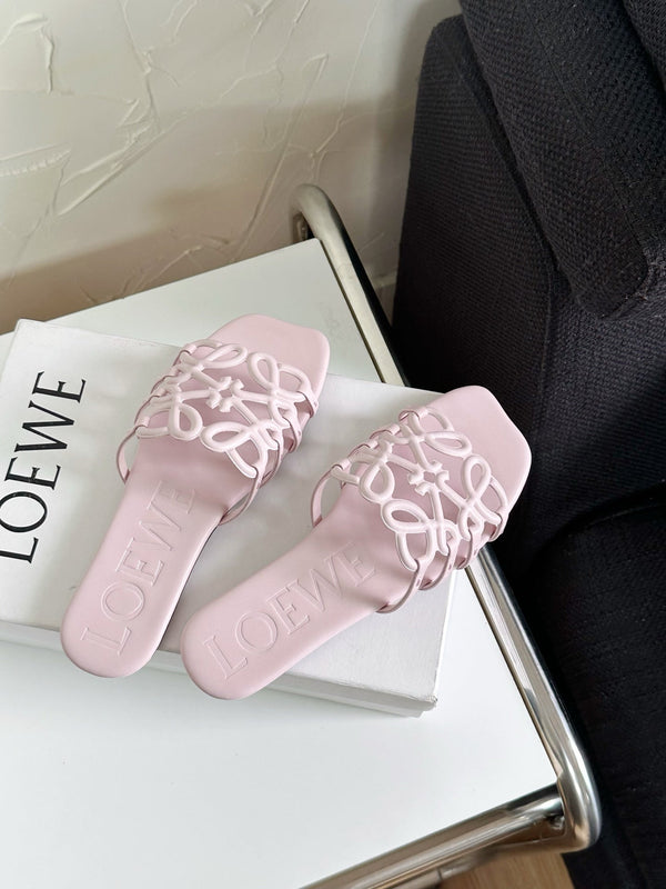 Petal Anagram Slide in Flamingo Soft Calfskin 273515