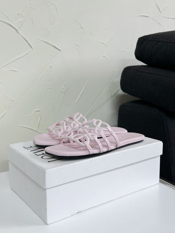 Petal Anagram Slide in Flamingo Soft Calfskin 273515