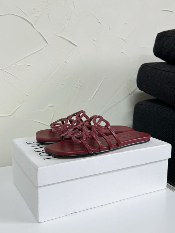 Petal Anagram Slide in Burgundy Soft Calfskin 273518