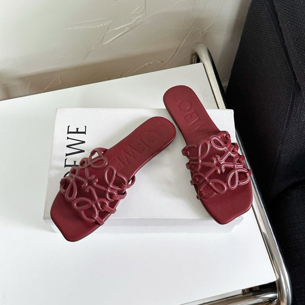 Petal Anagram Slide in Burgundy Soft Calfskin 273518
