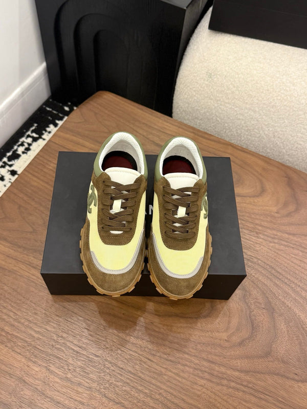CC 2026 Sneaker Olive Yellow Fabric Suede Calfskin 676169