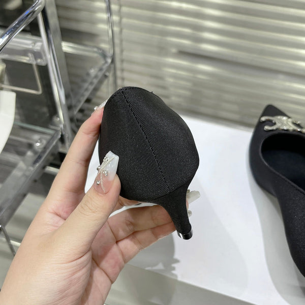 WOMEN'S HIGH HEELS BLACK CALFSKIN