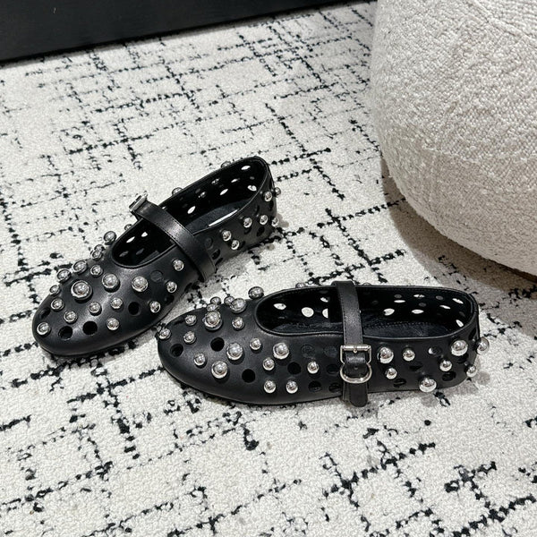SCARPE MARY JANE ALAIA PEARL IN PELLE DI AGNELLO NERA