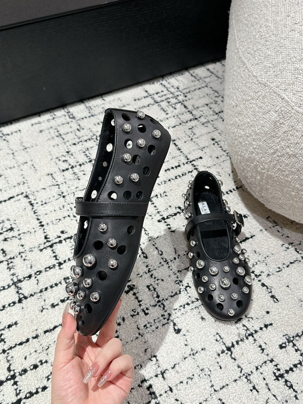 SCARPE MARY JANE ALAIA PEARL IN PELLE DI AGNELLO NERA