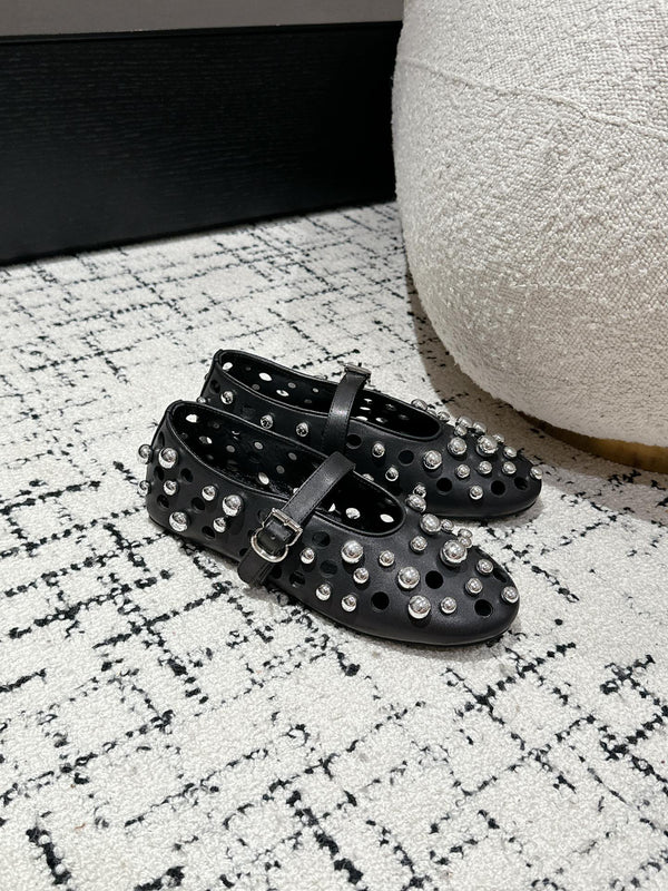 SCARPE MARY JANE ALAIA PEARL IN PELLE DI AGNELLO NERA