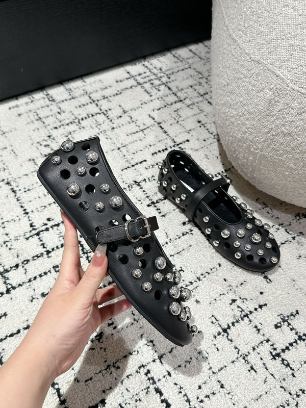 SCARPE MARY JANE ALAIA PEARL IN PELLE DI AGNELLO NERA