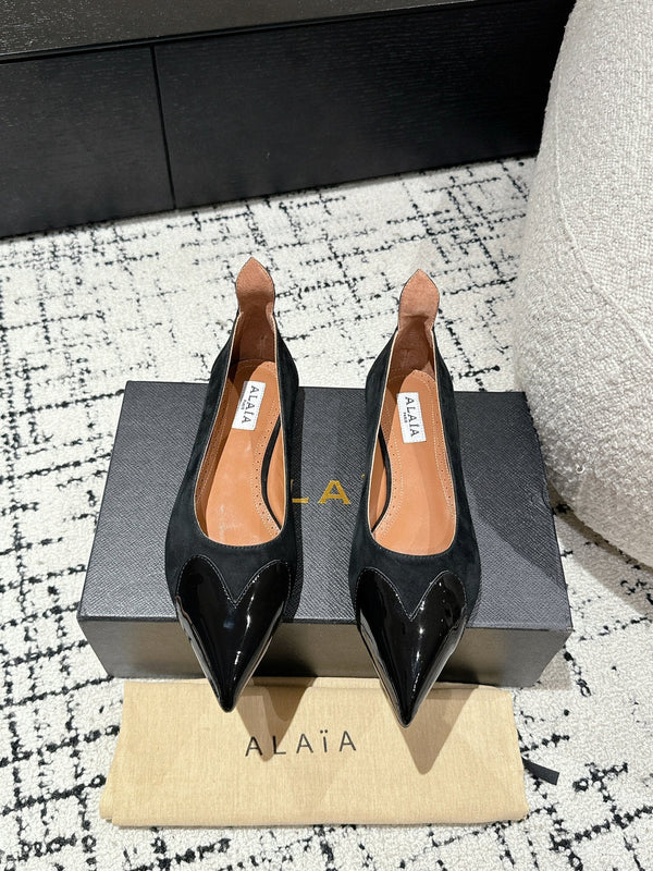 DÉCOLLETÉ ALAIA 1 CM IN CAMOSCIO NERO MISTO VITELLO NERO