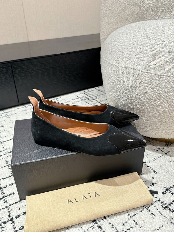 DÉCOLLETÉ ALAIA 1 CM IN CAMOSCIO NERO MISTO VITELLO NERO