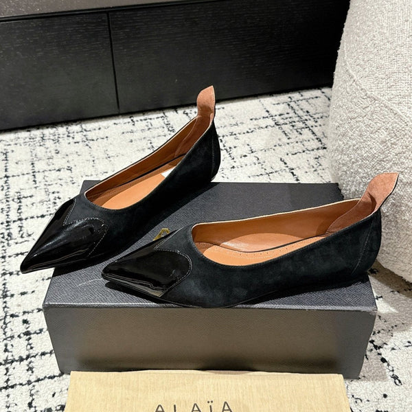 DÉCOLLETÉ ALAIA 1 CM IN CAMOSCIO NERO MISTO VITELLO NERO