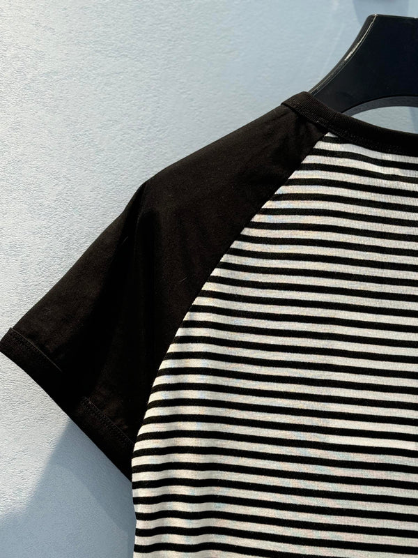 T-shirt a righe Celine in cotone nero bianco