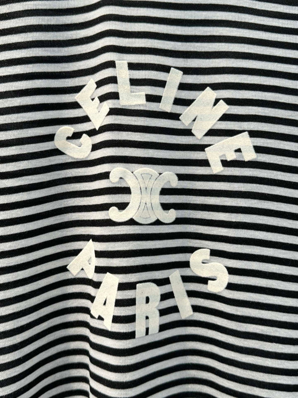T-shirt a righe Celine in cotone nero bianco