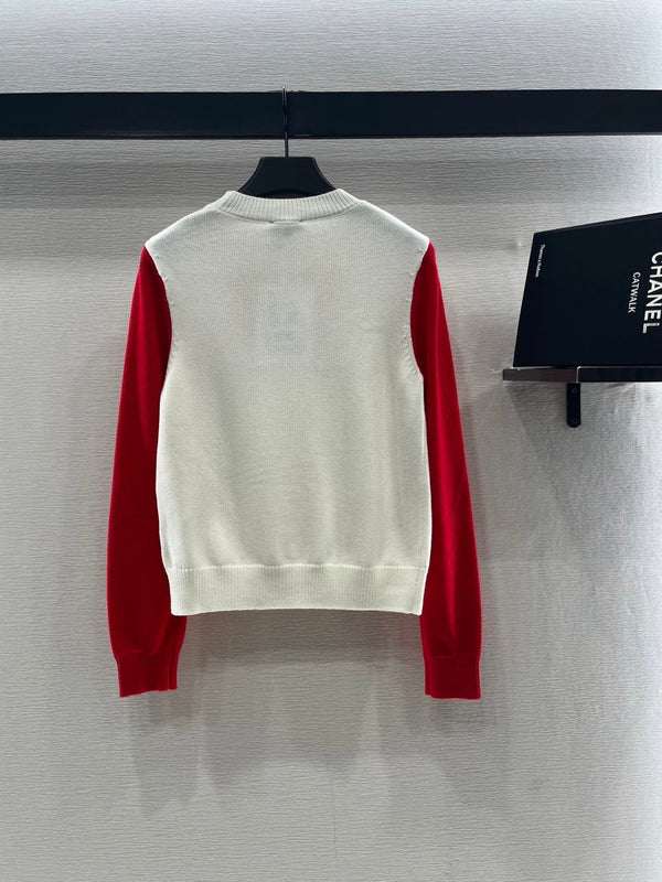 Chanel Pull Nœud 2025 Laine Blanc mélangé Rouge 99220
