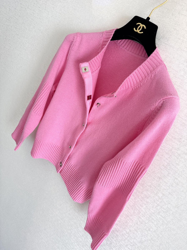 CC 25 Button Cardigan in Pink Wool 278149