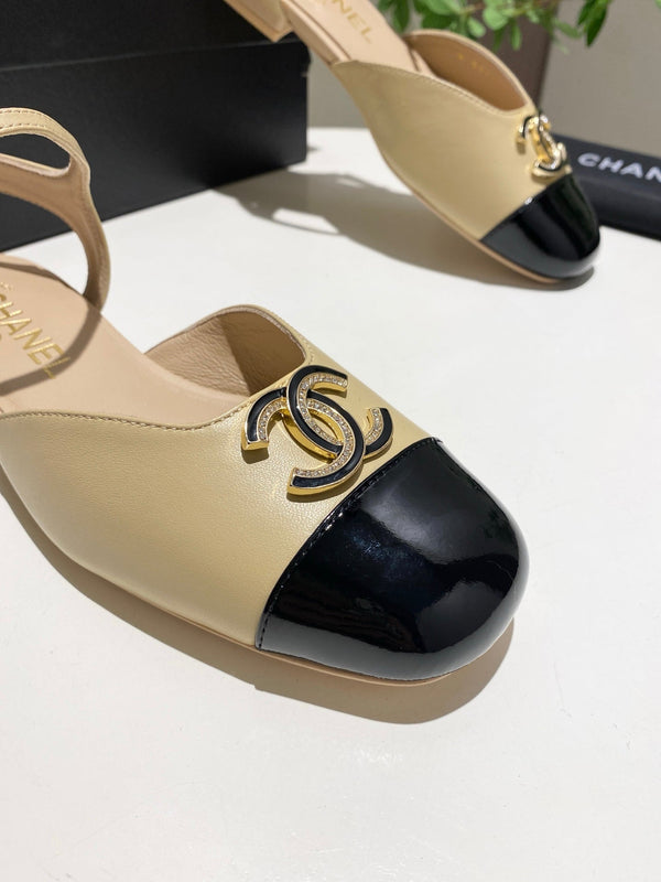 CC 25P Double-Buckle Mary Jane Sandals Black Beige Sheepskin 466990