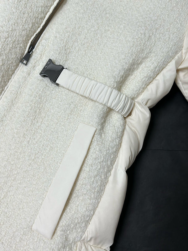 Moncler 2025 Caille Manteau Long en Duvet Laine Blanche