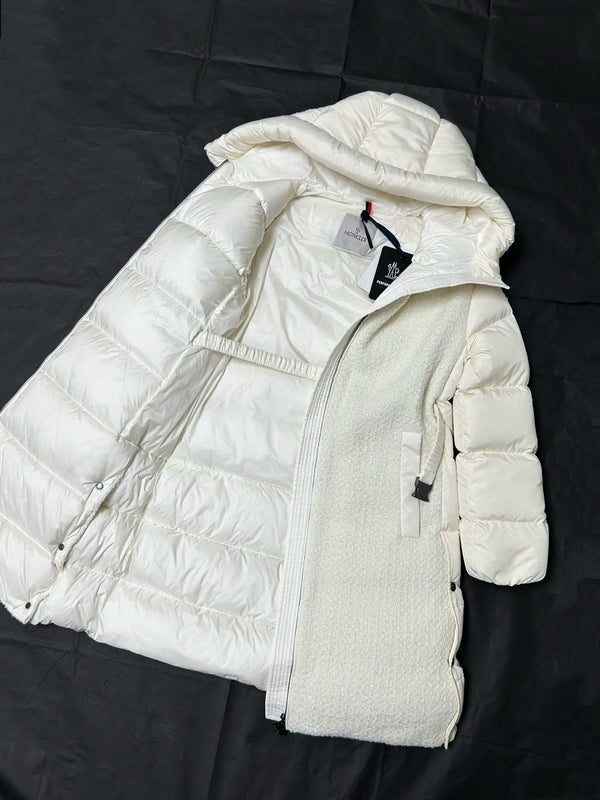 Moncler 2025 Caille Manteau Long en Duvet Laine Blanche